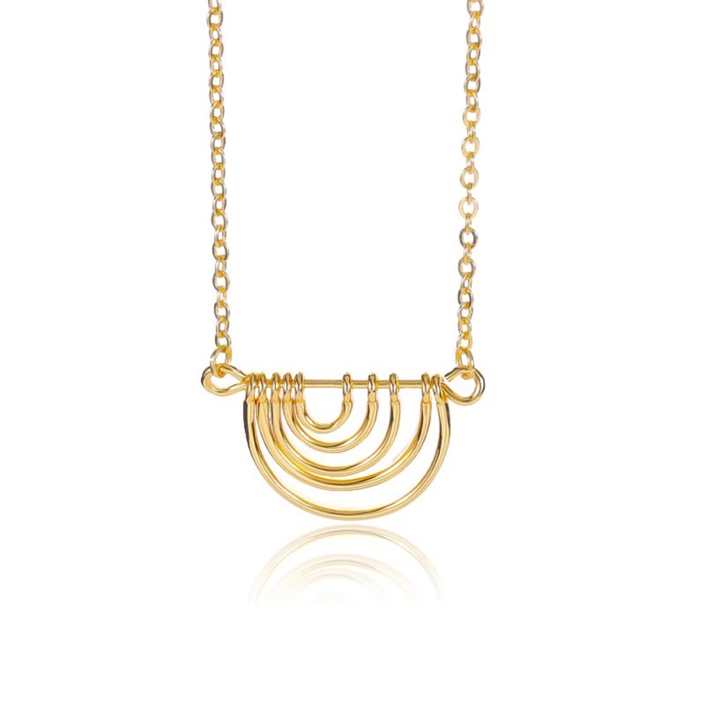 Gold multi layered half circle pendant necklace - Picture 5 of 5